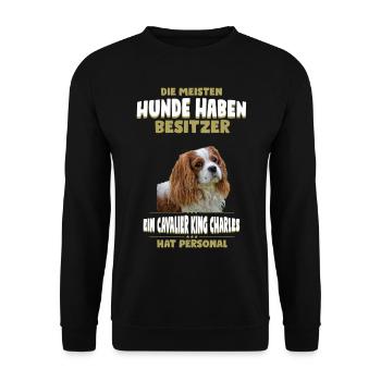 Cavalier King Charles Tshirt - Cavalier King - Unisex Pullover - Schwarz - Vorne - Alina (178cm) & Michal (187cm)