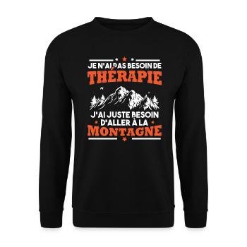 Humour j'ai juste besoin d'aller à la montagne - Sweat-shirt Unisexe - noir - Devant - Alina (178cm) & Michal (187cm)