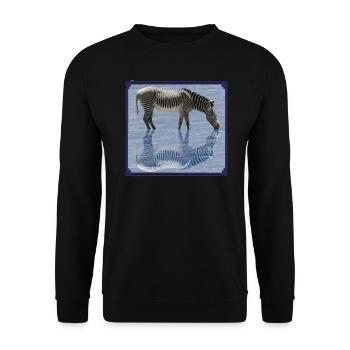 Zebra Spiegelbild - Zebras - Wildtiere in Afrika - Unisex Pullover - Schwarz - Vorne - Alina (178cm) & Michal (187cm)
