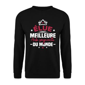 Élue meilleure aide soignante du monde - Sweat-shirt Unisexe - noir - Devant - Alina (178cm) & Michal (187cm)