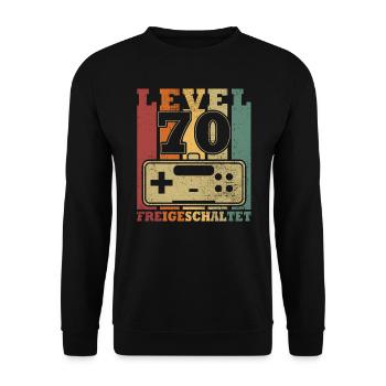 Level 70 Freigeschaltet - Unisex Pullover - Schwarz - Vorne - Alina (178cm) & Michal (187cm)