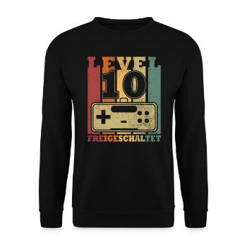 Level 10 Freigeschaltet - Unisex Pullover - Schwarz - Vorne - Alina (178cm) & Michal (187cm)