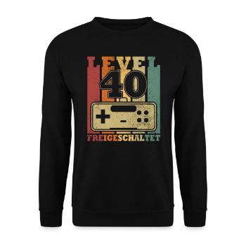Level 40 Freigeschaltet - Unisex Pullover - Schwarz - Vorne - Alina (178cm) & Michal (187cm)