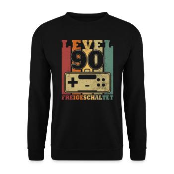 Level 90 Freigeschaltet - Unisex Pullover - Schwarz - Vorne - Alina (178cm) & Michal (187cm)