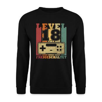 Level 18 Unlocked - Unisex Sweatshirt - black - Front - Alina (178cm) & Michal (187cm)