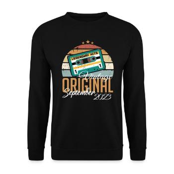 Septembre 2023 né Vintage Birthday Retro - Sweat-shirt Unisexe - noir - Devant - Alina (178cm) & Michal (187cm)