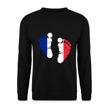 France French flag footprint gift - Unisex Sweatshirt - black - Front - Alina (178cm) & Michal (187cm)