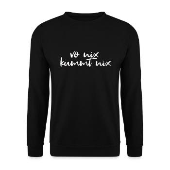 vo nix kummt nix - Unisex Pullover - Schwarz - Vorne - Alina (178cm) & Michal (187cm)