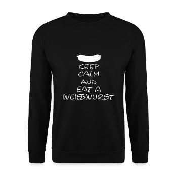 Keep Calm and eat a Weißwurst - Unisex Pullover - Schwarz - Vorne - Alina (178cm) & Michal (187cm)