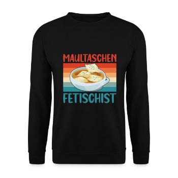 MAULTASCHEN FETISCHIST - Unisex Pullover - Schwarz - Vorne - Alina (178cm) & Michal (187cm)