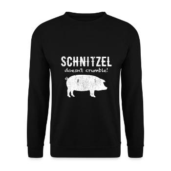 anti Veganer Schnitzel Fleisch Geschenk - Unisex Pullover - Schwarz - Vorne - Alina (178cm) & Michal (187cm)