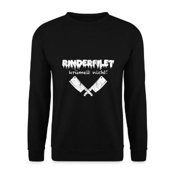 Rinderfilet anti Veganer Geschenkidee - Unisex Pullover - Schwarz - Vorne - Alina (178cm) & Michal (187cm)