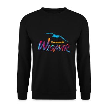 Wismar-Hansestadt-Möwe - Unisex Pullover - Schwarz - Vorne - Alina (178cm) & Michal (187cm)