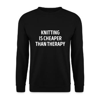 Knitting Is Cheaper Than Therapy - Unisex Sweatshirt - black - Front - Alina (178cm) & Michal (187cm)