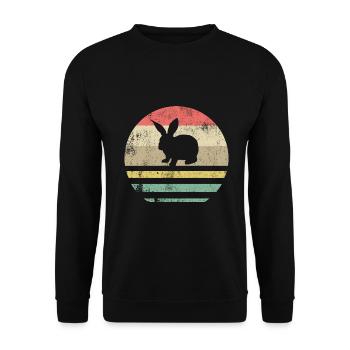 Easter Rabbit Retro Gift - Unisex Sweatshirt - black - Front - Alina (178cm) & Michal (187cm)