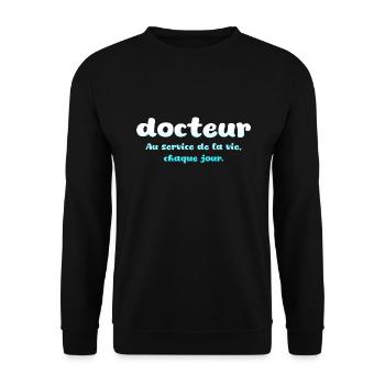 Arzt, Arzt, Krankenschwester, Gesundheit und weißer Kittel - Unisex Pullover - Schwarz - Vorne - Alina (178cm) & Michal (187cm)