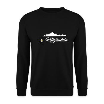 Allgäuerin - Bergkette & Edelweiss Design Weiß - Unisex Pullover - Schwarz - Vorne - Alina (178cm) & Michal (187cm)