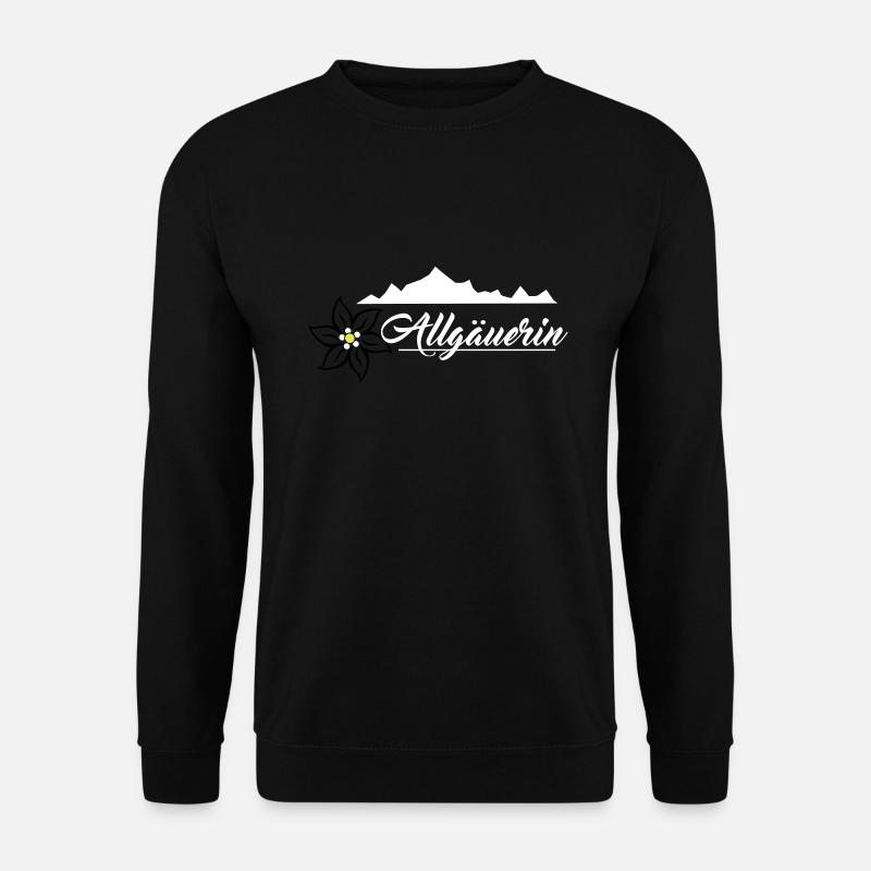 Allgäuerin - Bergkette & Edelweiss Design Weiß - Unisex Pullover - Schwarz