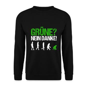 Grüne nein danke Spruch Geschenk - Unisex Pullover - Schwarz - Vorne - Alina (178cm) & Michal (187cm)