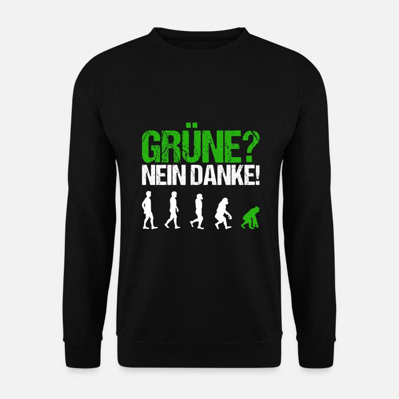 Grüne nein danke Spruch Geschenk - Unisex Pullover - Schwarz