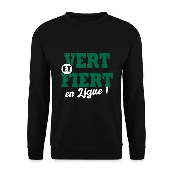 verts stéphanois supporer football Saint étienne - Sweat-shirt Unisexe - noir - Devant - Alina (178cm) & Michal (187cm)