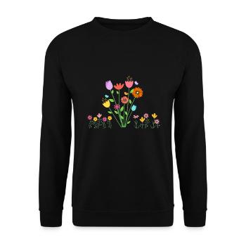 Flowers - Unisex Pullover - Schwarz - Vorne - Alina (178cm) & Michal (187cm)