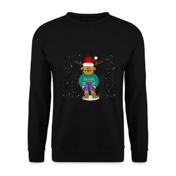 Christmas Reindeer Christmas Ugly Christmas Xmas - Unisex Sweatshirt - black - Front - Alina (178cm) & Michal (187cm)