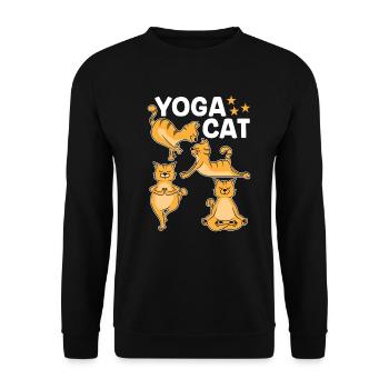 Yoga cat - Unisex Sweatshirt - black - Front - Alina (178cm) & Michal (187cm)