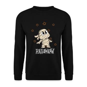 Halloween Mumie - Unisex Pullover - Schwarz - Vorne - Alina (178cm) & Michal (187cm)