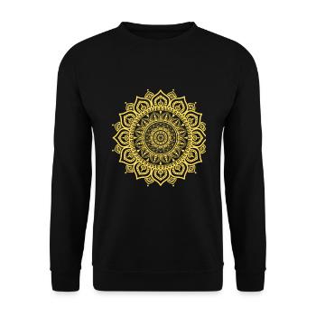 Mandala Gelb - Unisex Pullover - Schwarz - Vorne - Alina (178cm) & Michal (187cm)