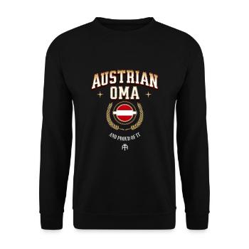 Austrian Oma Österreich Spruch - Unisex Pullover - Schwarz - Vorne - Alina (178cm) & Michal (187cm)