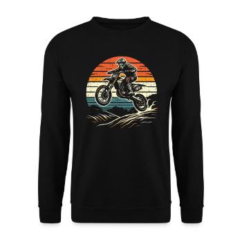 Retro Motocross Gift - Vintage Dirt Bike - Unisex Sweatshirt - black - Front - Alina (178cm) & Michal (187cm)
