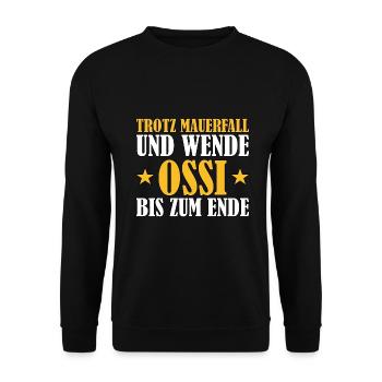 Ossi DDR NVA Nostalgie Geschenk - Unisex Pullover - Schwarz - Vorne - Alina (178cm) & Michal (187cm)