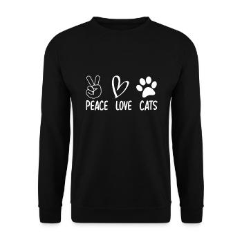 Peace Love Cats - Unisex Pullover - Schwarz - Vorne - Alina (178cm) & Michal (187cm)