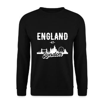 London Skyline Geschenkidee - Unisex Pullover - Schwarz - Vorne - Alina (178cm) & Michal (187cm)