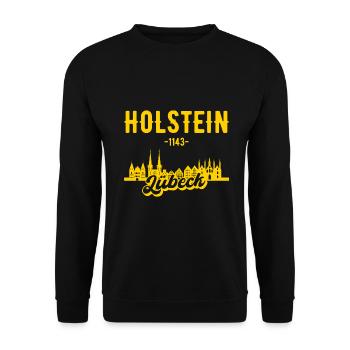 Lübeck Skyline Geschenkidee - Unisex Pullover - Schwarz - Vorne - Alina (178cm) & Michal (187cm)