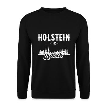 Lübeck Skyline Lübecker Geschenk - Unisex Pullover - Schwarz - Vorne - Alina (178cm) & Michal (187cm)