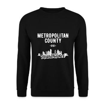 Manchester Metropolitan County Heimat Geschenk - Unisex Pullover - Schwarz - Vorne - Alina (178cm) & Michal (187cm)