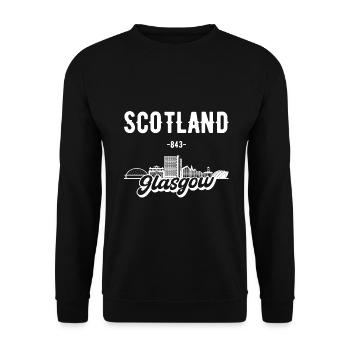 Glasgow Schottland Skyline Geschenk - Unisex Pullover - Schwarz - Vorne - Alina (178cm) & Michal (187cm)