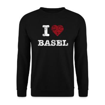 i_love_basel_vintage_hell - Unisex Sweatshirt - black - Front - Alina (178cm) & Michal (187cm)