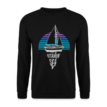 Vitamin Meer Sonnenuntergang Segler Segelboot Sege - Unisex Pullover - Schwarz - Vorne - Alina (178cm) & Michal (187cm)
