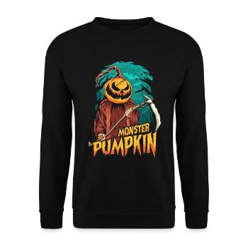 Halloween Pumpkin Horror - Unisex Sweatshirt - black - Front - Alina (178cm) & Michal (187cm)