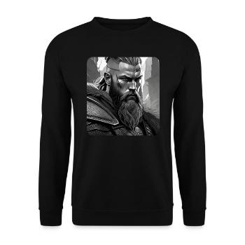 Stolzer Wikinger Krieger Germanen - Unisex Pullover - Schwarz - Vorne - Alina (178cm) & Michal (187cm)