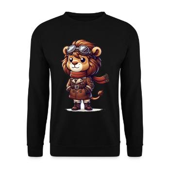 Cute Lion Pilot - Unisex Sweatshirt - black - Front - Alina (178cm) & Michal (187cm)