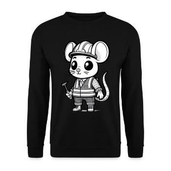 Cute Mouse Construction Worker - Unisex Pullover - Schwarz - Vorne - Alina (178cm) & Michal (187cm)