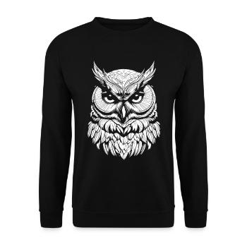 Owl - Unisex Sweatshirt - black - Front - Alina (178cm) & Michal (187cm)