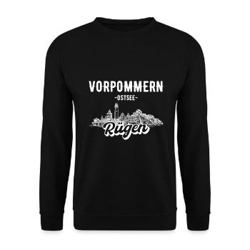 Rügen Ostsee Vorpommern Geschenk - Unisex Pullover - Schwarz - Vorne - Alina (178cm) & Michal (187cm)