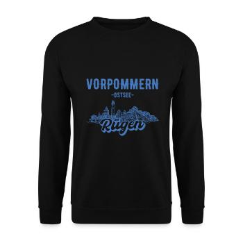 Rügen Urlaub Ostsee Geschenk - Unisex Pullover - Schwarz - Vorne - Alina (178cm) & Michal (187cm)