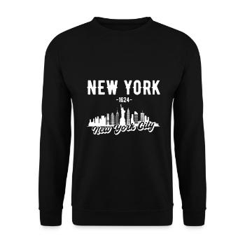 New York City Skyline Geschenk - Unisex Pullover - Schwarz - Vorne - Alina (178cm) & Michal (187cm)