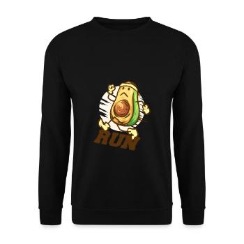 RUN ! Avocado im Fitness, Healthy Lifestyle <3 - Unisex Pullover - Schwarz - Vorne - Alina (178cm) & Michal (187cm)